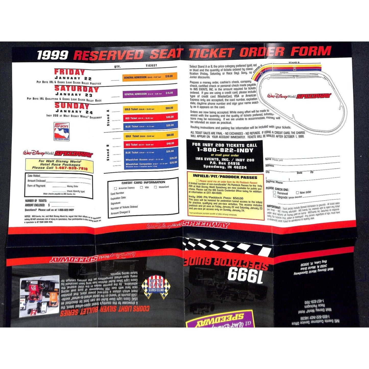1999 Walt Disney World Speedway Indy 200 Spectator Guide VGC Scarce 500