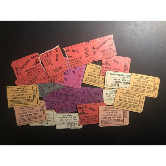 Du Quoin State Fair Ticket Stubs Group of 22 1979-80 incl.1ea Unused 69' 70'