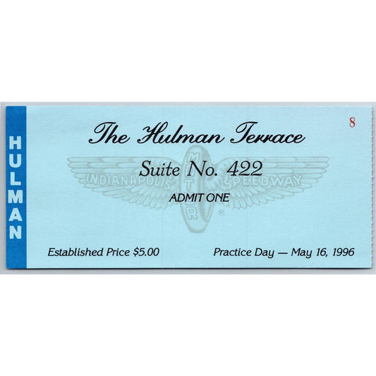 1996 Indy 500 Practice Day Hulman Terrace Ticket Stub Indianapolis #8