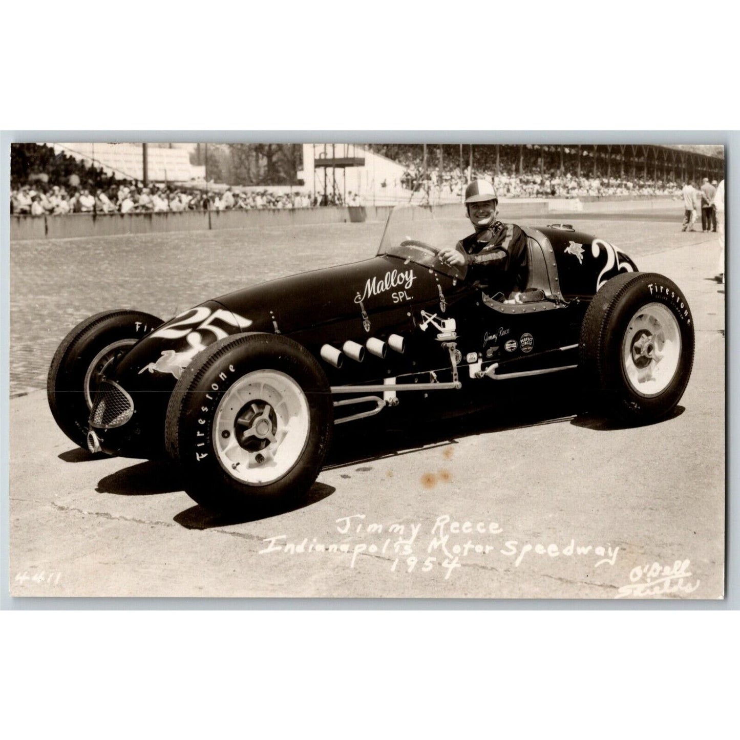 Indy 500 RPPC Postcard "1954 Jimmy Reece" Official Race Photo Unposted VGC