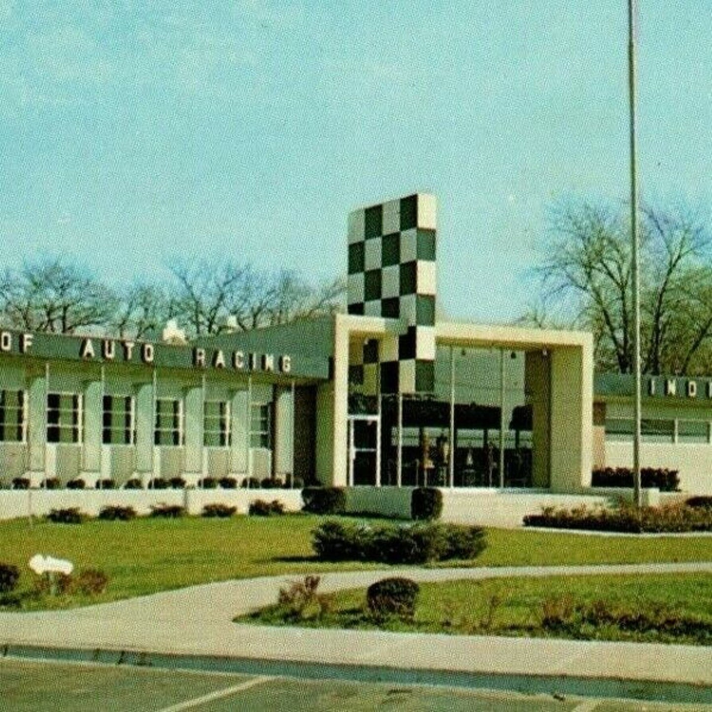 Indy 500 Postcard 1956 "Famous Racecars of Former Years..." Museum