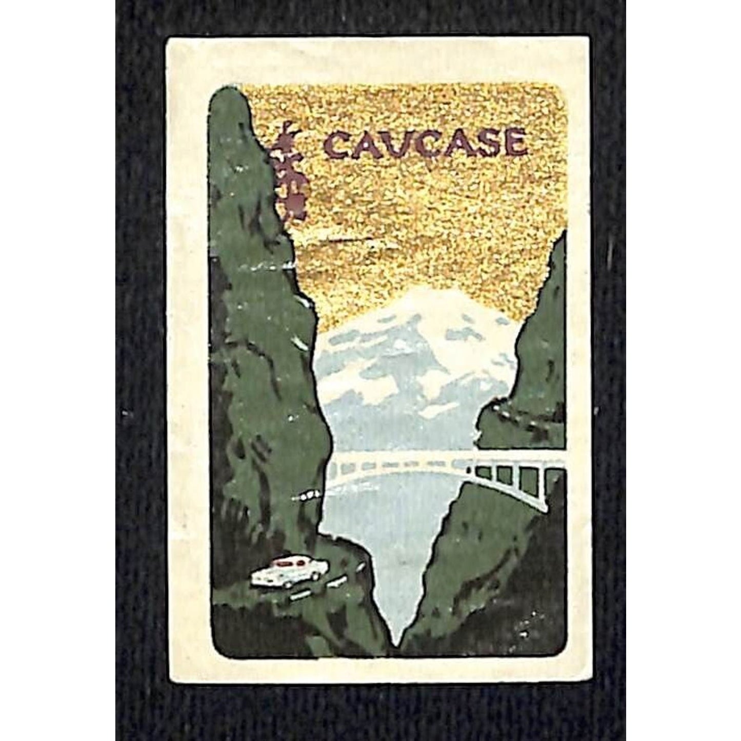 Vintage Matchbox Label Cavcase Caucase ? Mountain Suspended Bridge c1950's-60's