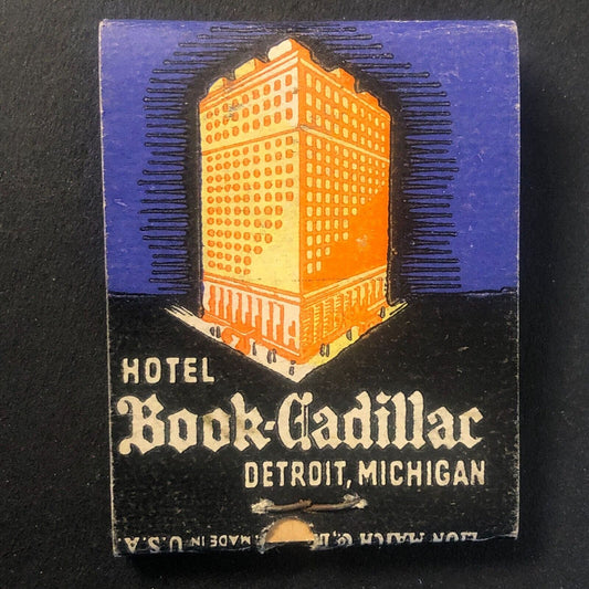 Hotel Book-Cadillac Detroit, MI Full Vintage Matchbook c1930's-40's VGC Scarce