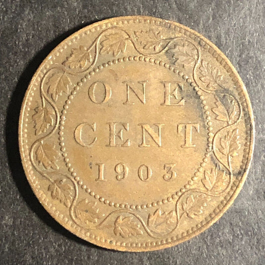 1903 Canadian One Cent Edward VII Bronze Canada 25.4mm