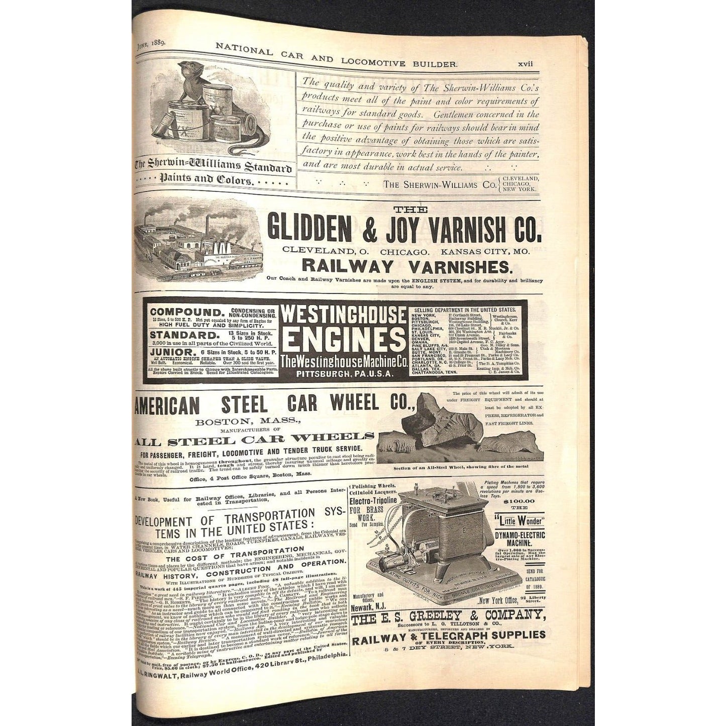 National Car and Locomotive Builder Railroad June 1889 50pp Large & Very Scarce