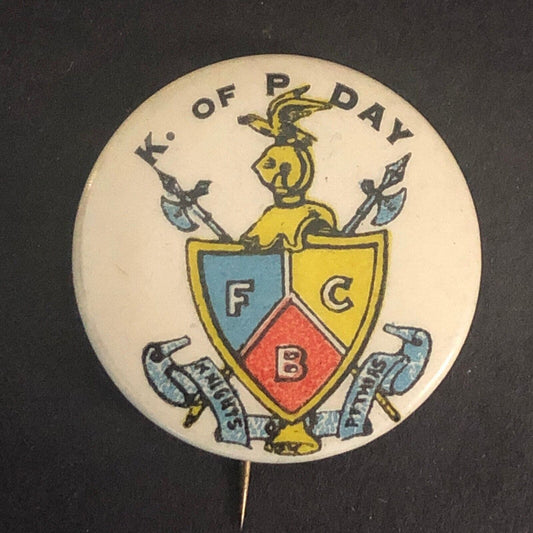 Knights of Pythias "K. of P. Day" Steel / Celluloid Pinback 25mm c1910's-20's