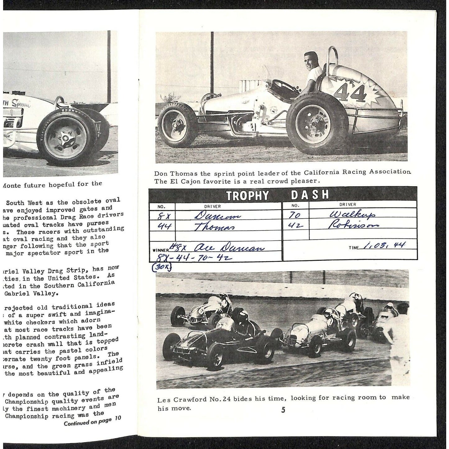 Scarce 1966 New San Gabriel Valley Speedway Auto CRA Racing Program 12pp.