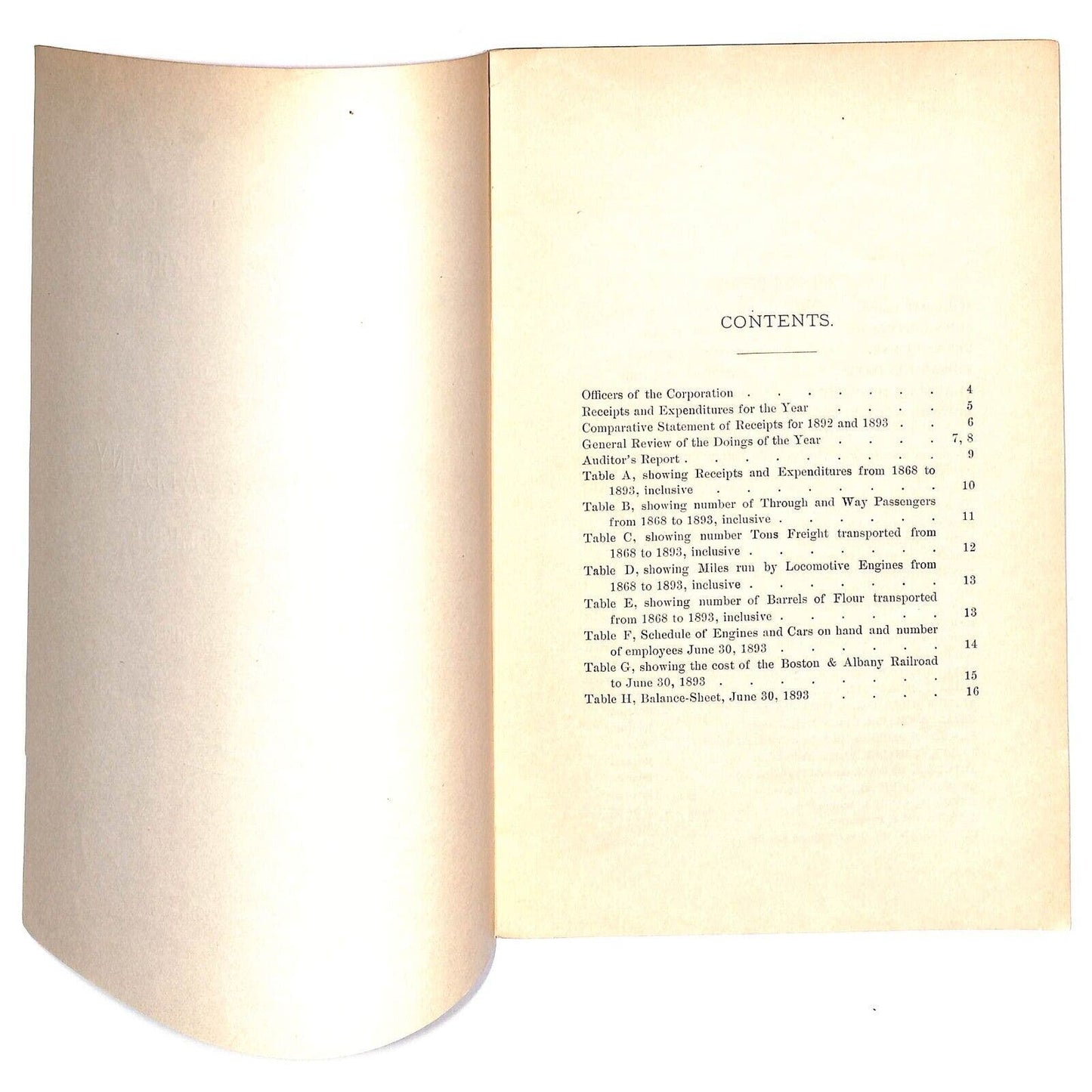1893 Boston & Albany Railroad Annual Report 16pp - Scarce
