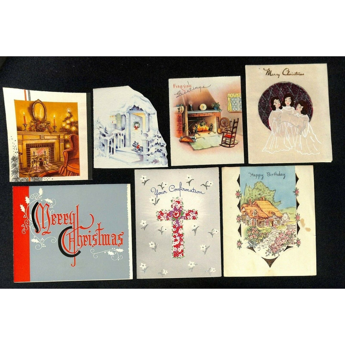 Group of 27 Vintage c1930's-50's Mostly Christmas Cards & Single Sheet Art