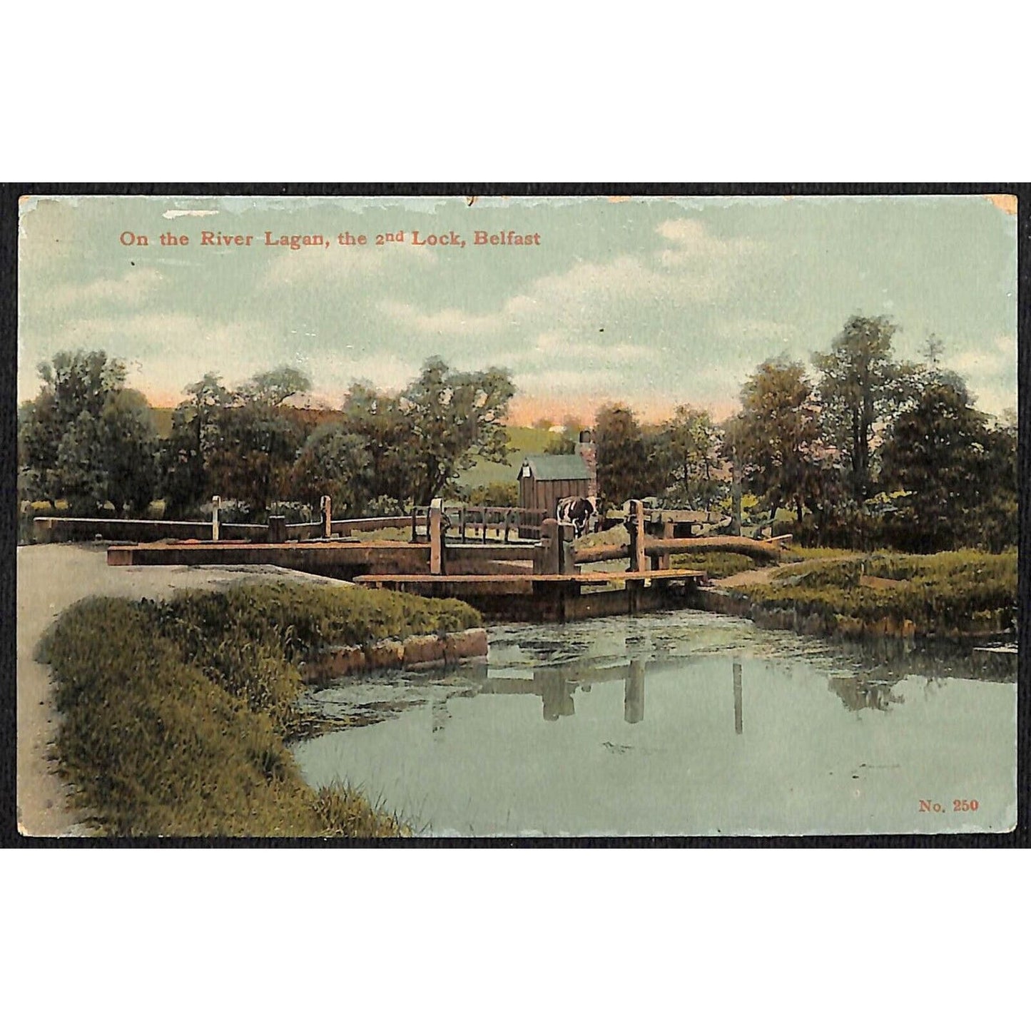 Ireland Postcard "On the River Lagan, the 2nd Lock Belfast" NP c1910-15