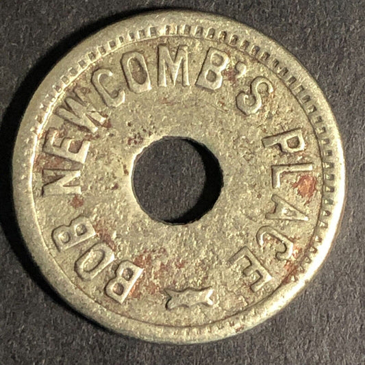 Bob Newcomb's Place (Sioux Falls, SD ?) Brass G/F 5c In Trade Token 21mm Scarce