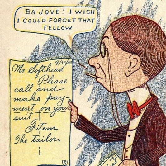 "Trying So Hard To For Get You" c1905 Undivided NP Comic Tailor Humor Postcard