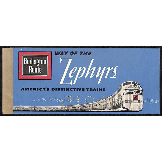 c1961 Burlington Route Zephyr Ticket Folio / Cover Salt Lake City Denver