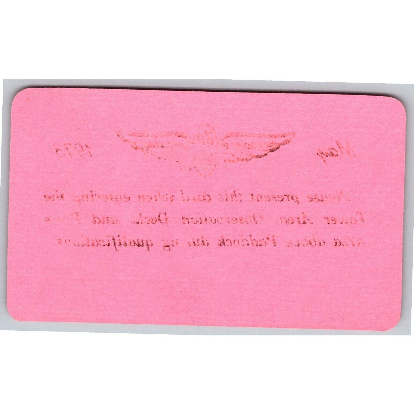 1973 Indy 500 Tower / Press Practice Ticket Pass Card Indianapolis IMS Race VGC
