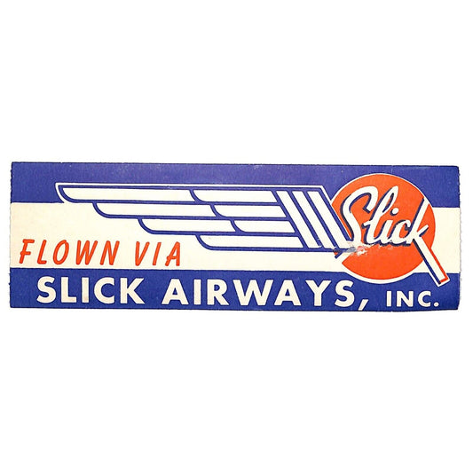 "Flown via Slick Airways" (1946-66) Luggage / Package Label 5 7/8" c1950's VGC