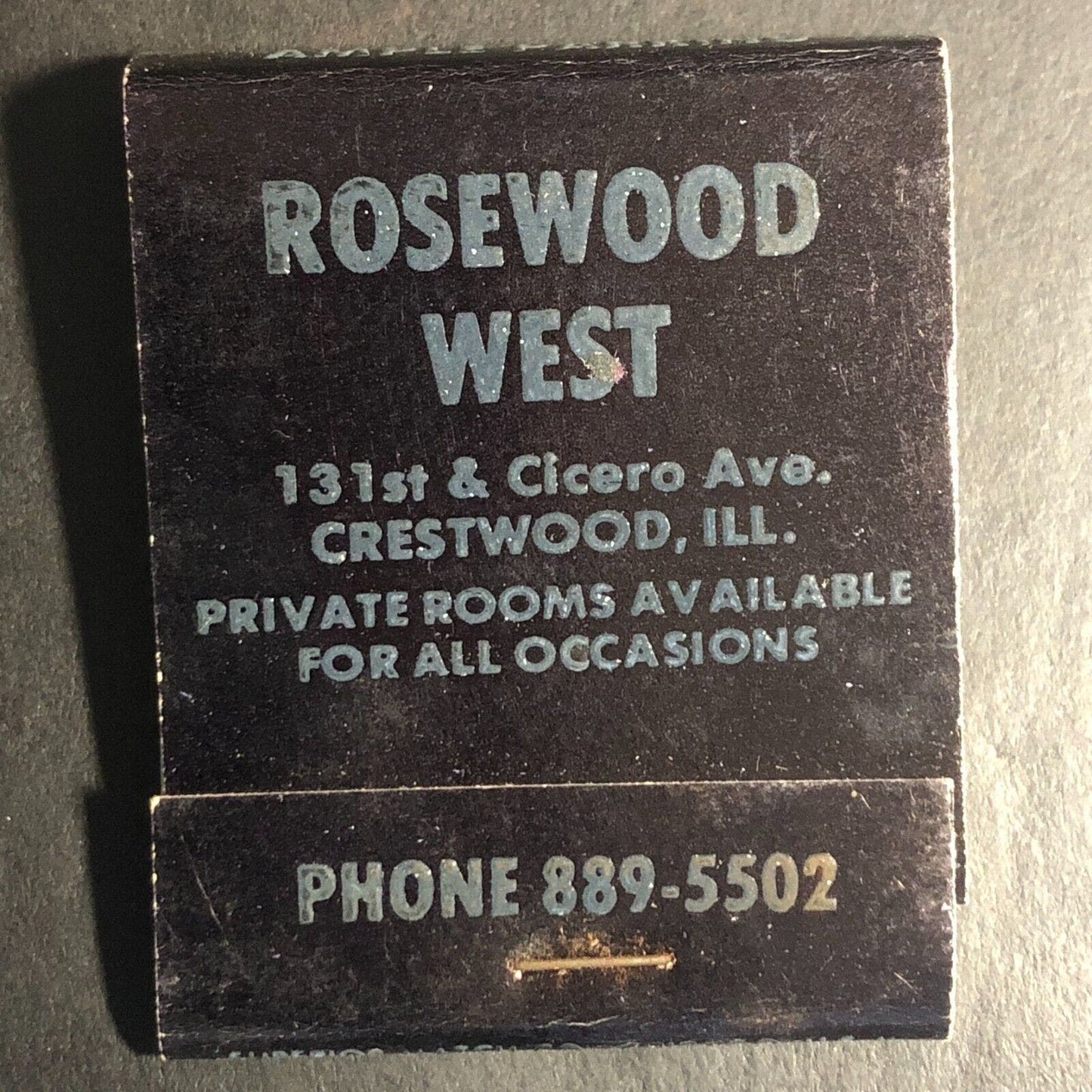 Rosewood West Restaurant Crestwood, IL Full Matchbook c1974-84