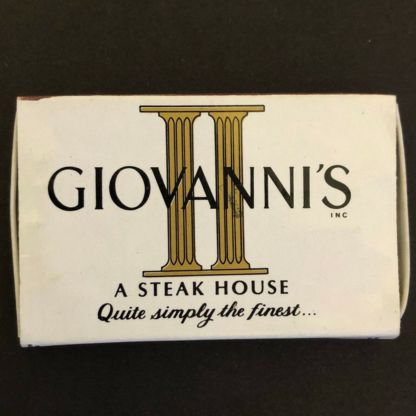 c1970's-80's Wooden Matchbox Matchbook "Giovanni's II A Steak House" Darien, CT