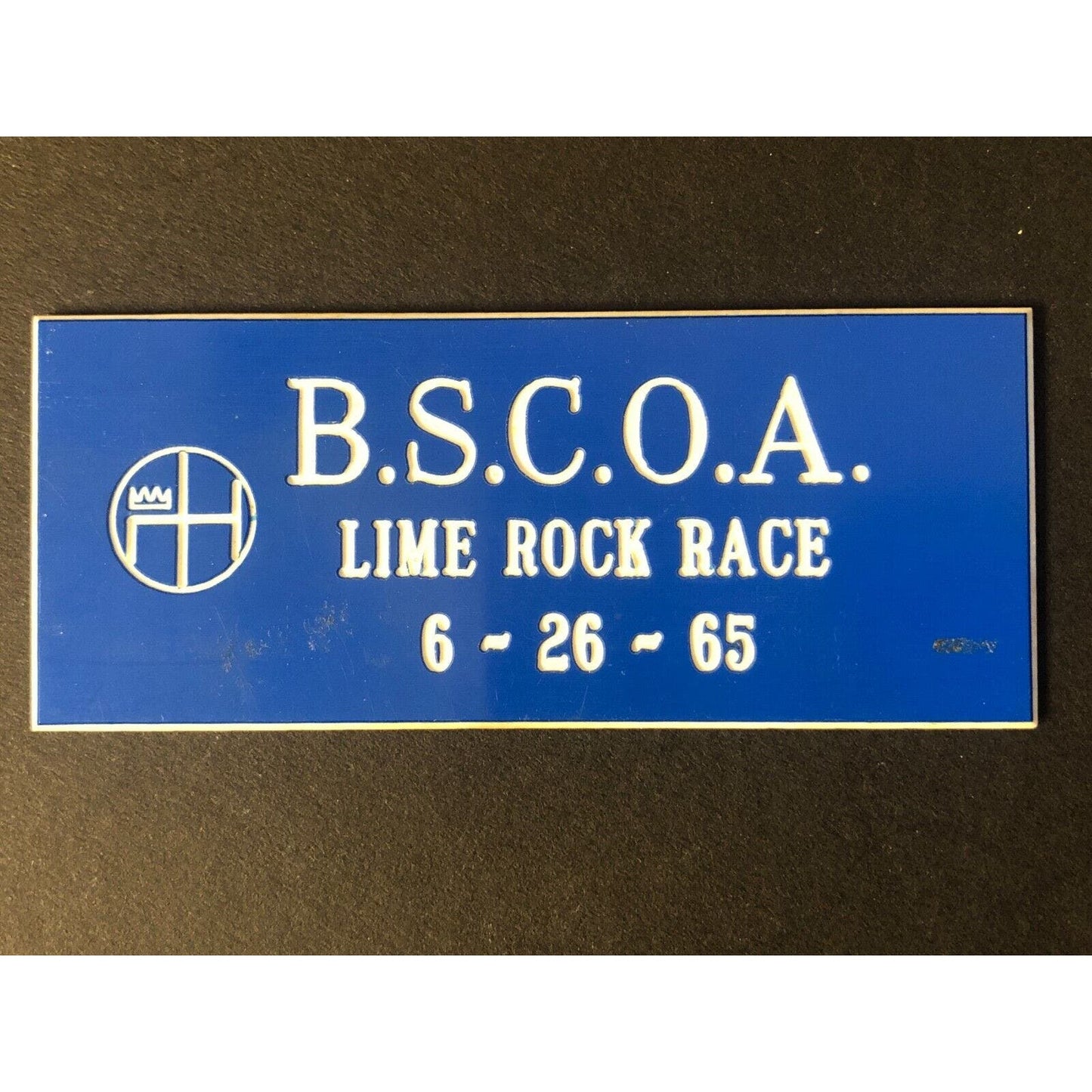 B.S.C.O.A. 1965 Lime Rock School Racing Dash Wall Plaque June 26