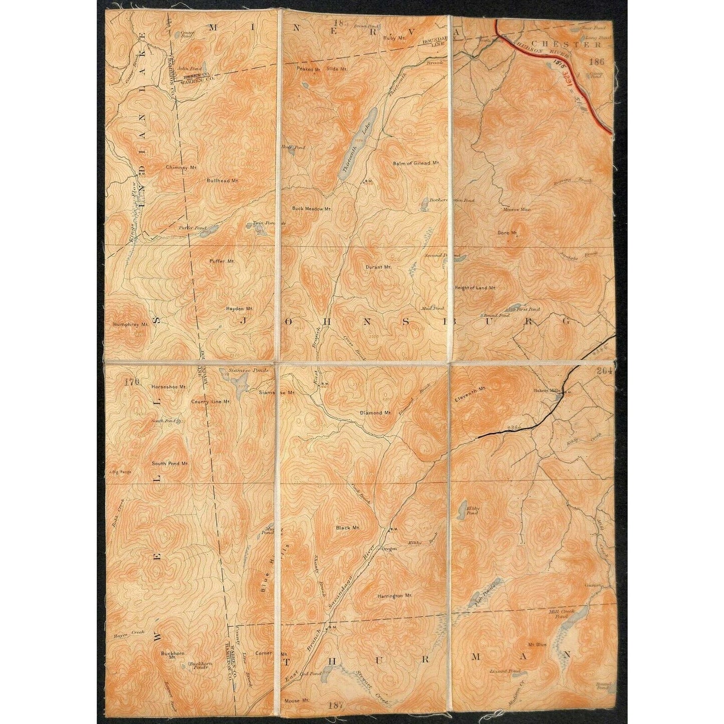 Vintage Official NY State Topographic Map Baker's Mills North River Diamond Mtn.