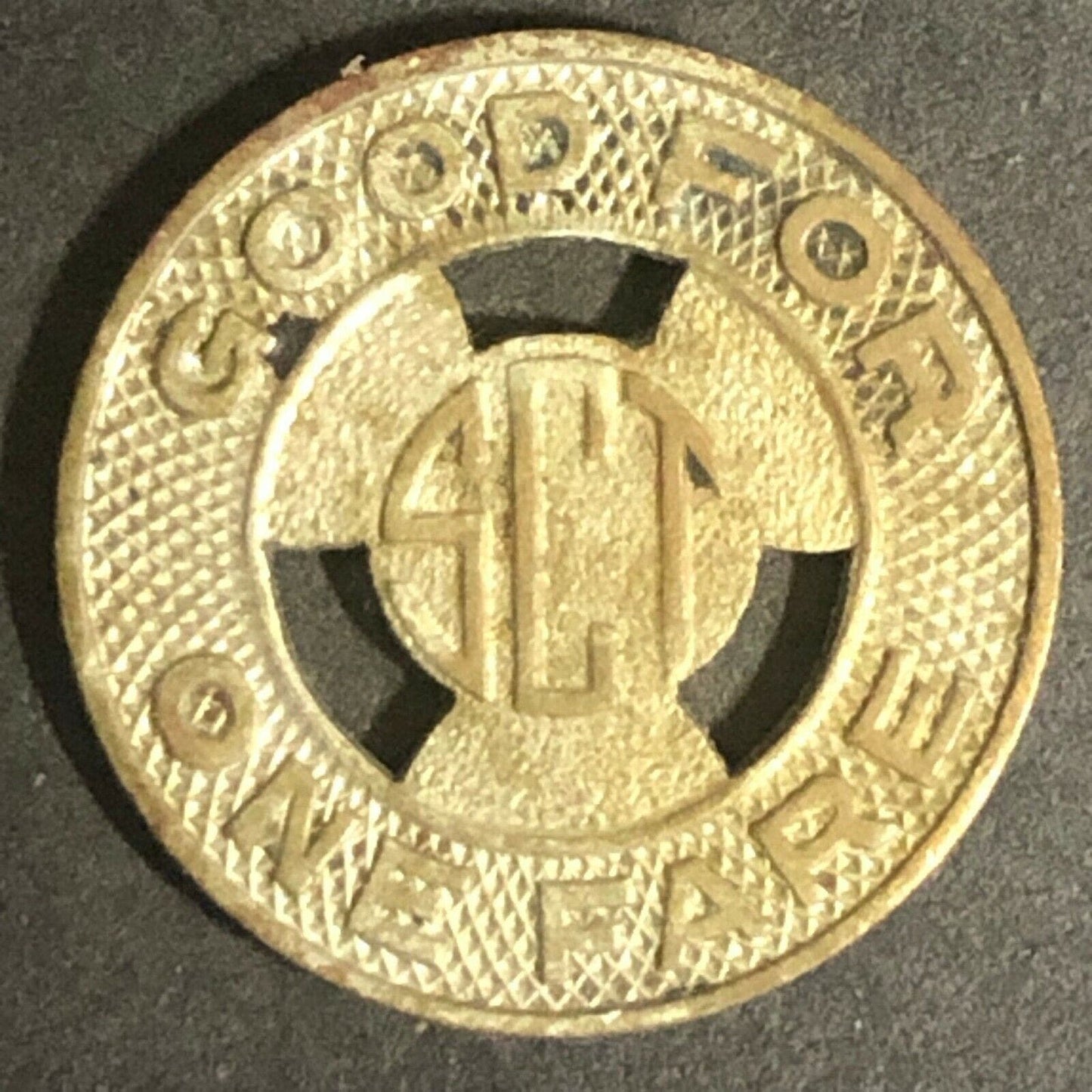 c1946 16mm Sioux City Transit Co. G/F One Fare Brass Token - Iowa