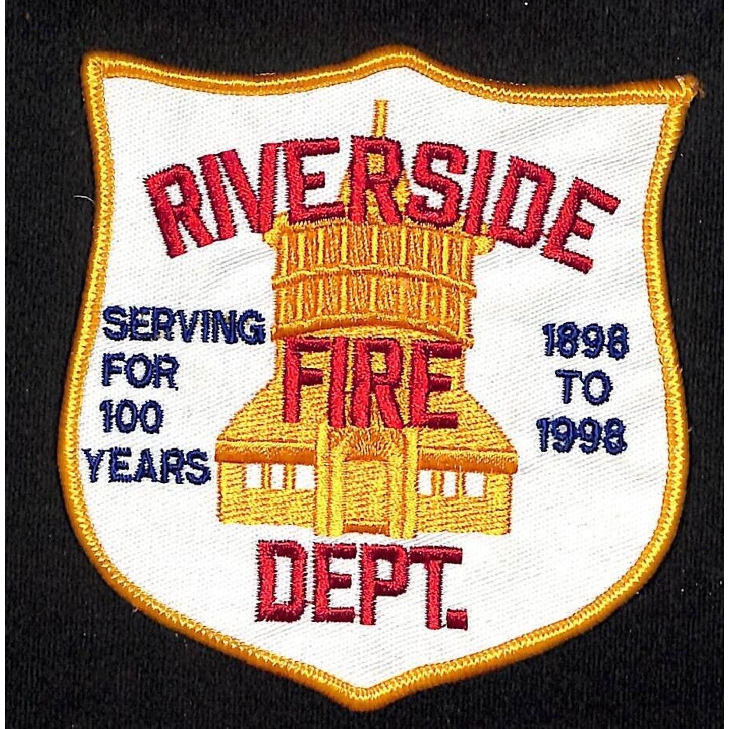 riverside Fire Dept. 100 Years 1898 - 1998 Vintage Embroidered Patch NOS VGC