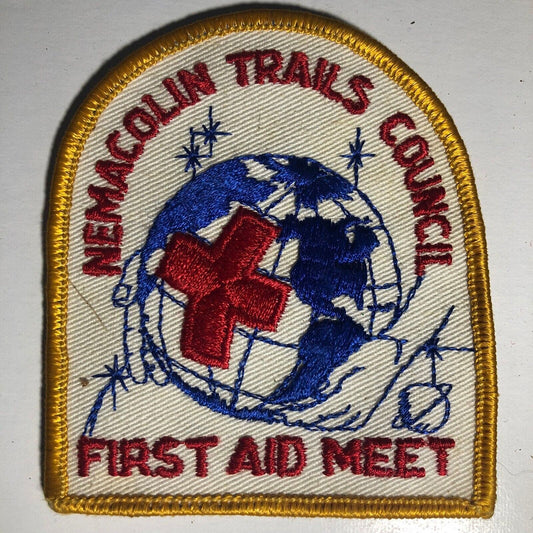 BSA Nemacolin Trails Council First Aid Vintage Embroidered Patch c70's Red Cross