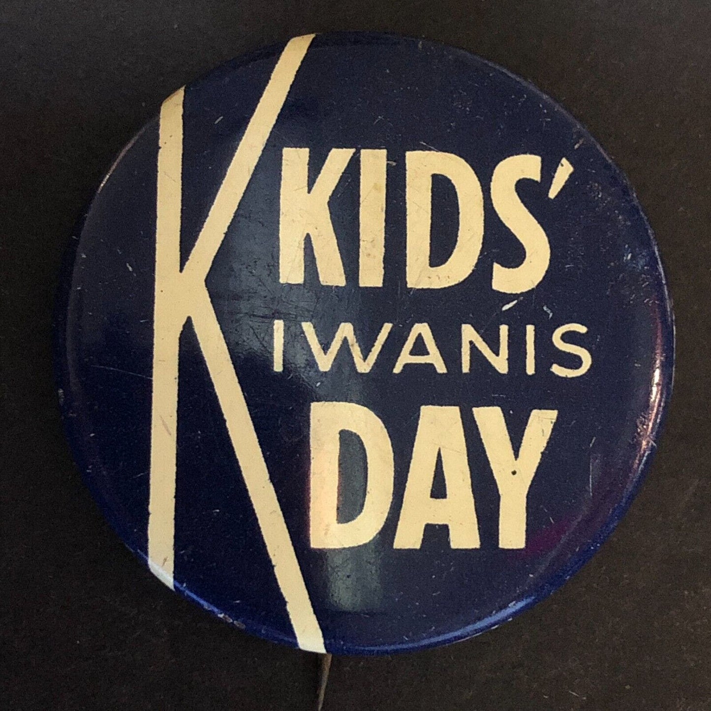 Kiwanis Kids Day Steel Pinback (Green Duck Co.) c1940's-50's Scarce
