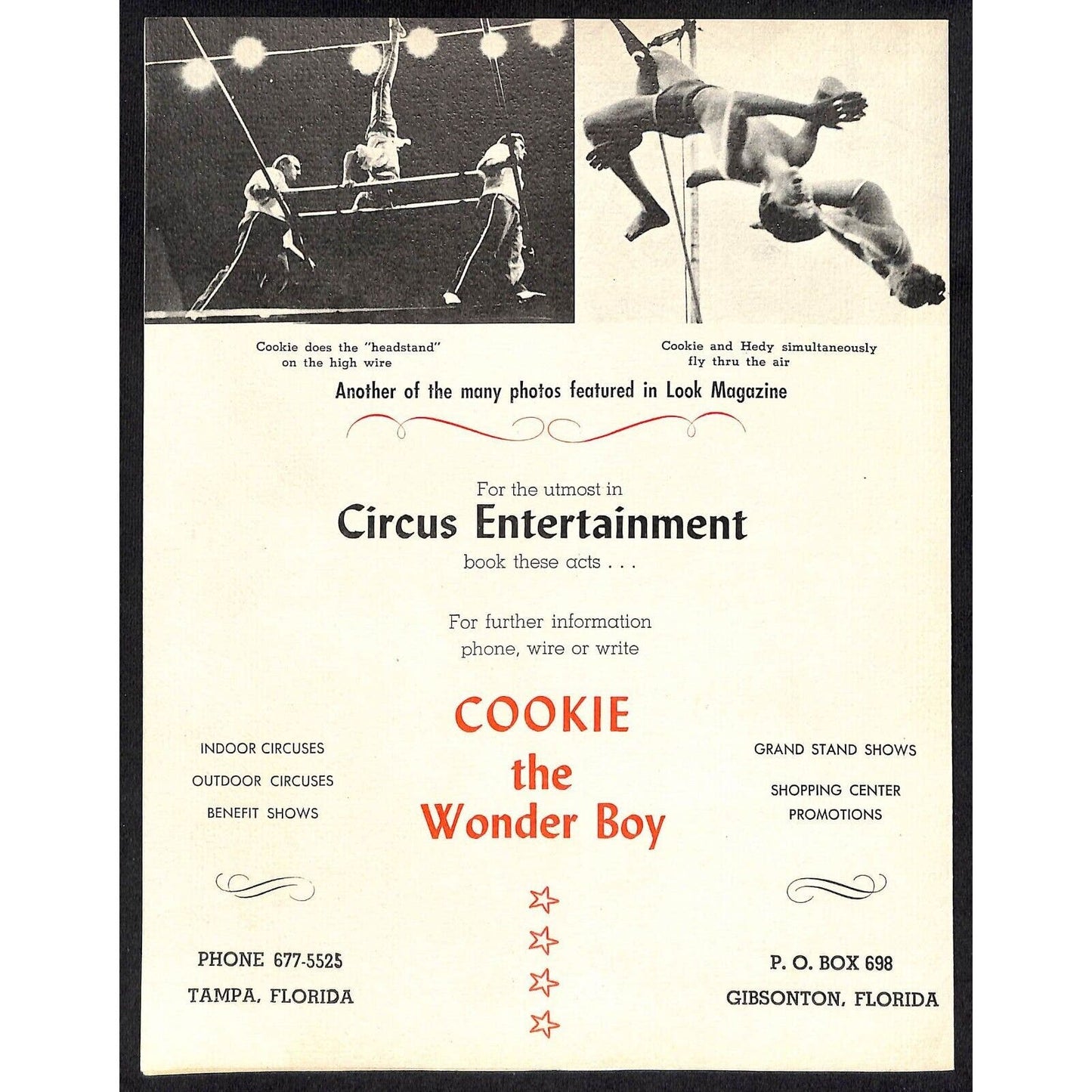 "Cookie the Wonder Boy" Circus Act - Look Magazine Reprint Brochure c1965