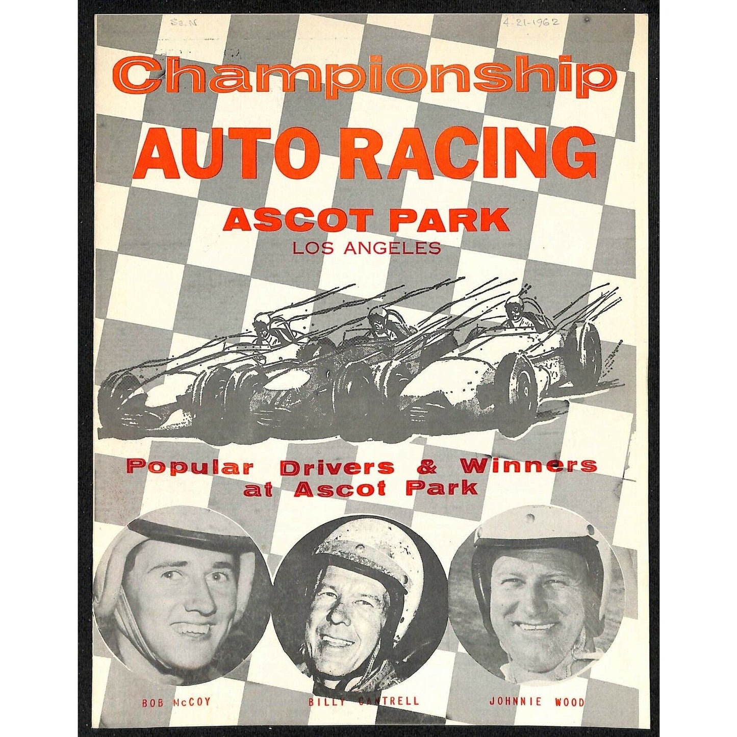 Scarce Apr 21 1962 CRA Championship Auto Racing Program Ascot Park Gardena 12pp.