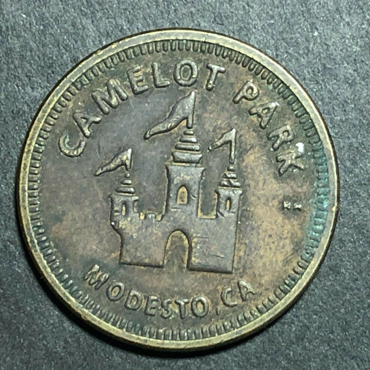 22mm Pepsi Camelot Park Brass Token -- Modesto, CA