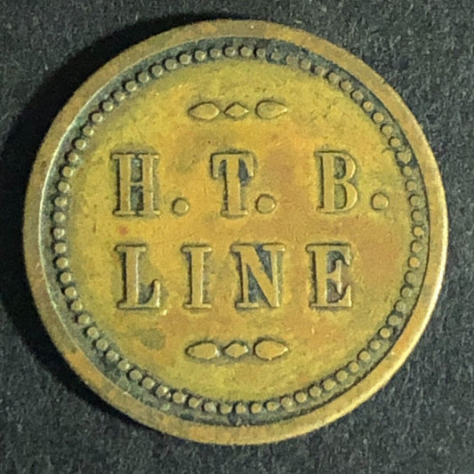 H.T.B. Line (Hill Top Bus Line Beaver Falls PA) Brass 15¢ Token 18mm c1937