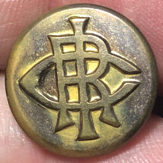 International Railway Company IRC Brass Uniform Button 1/2" Fechmeimer Bros