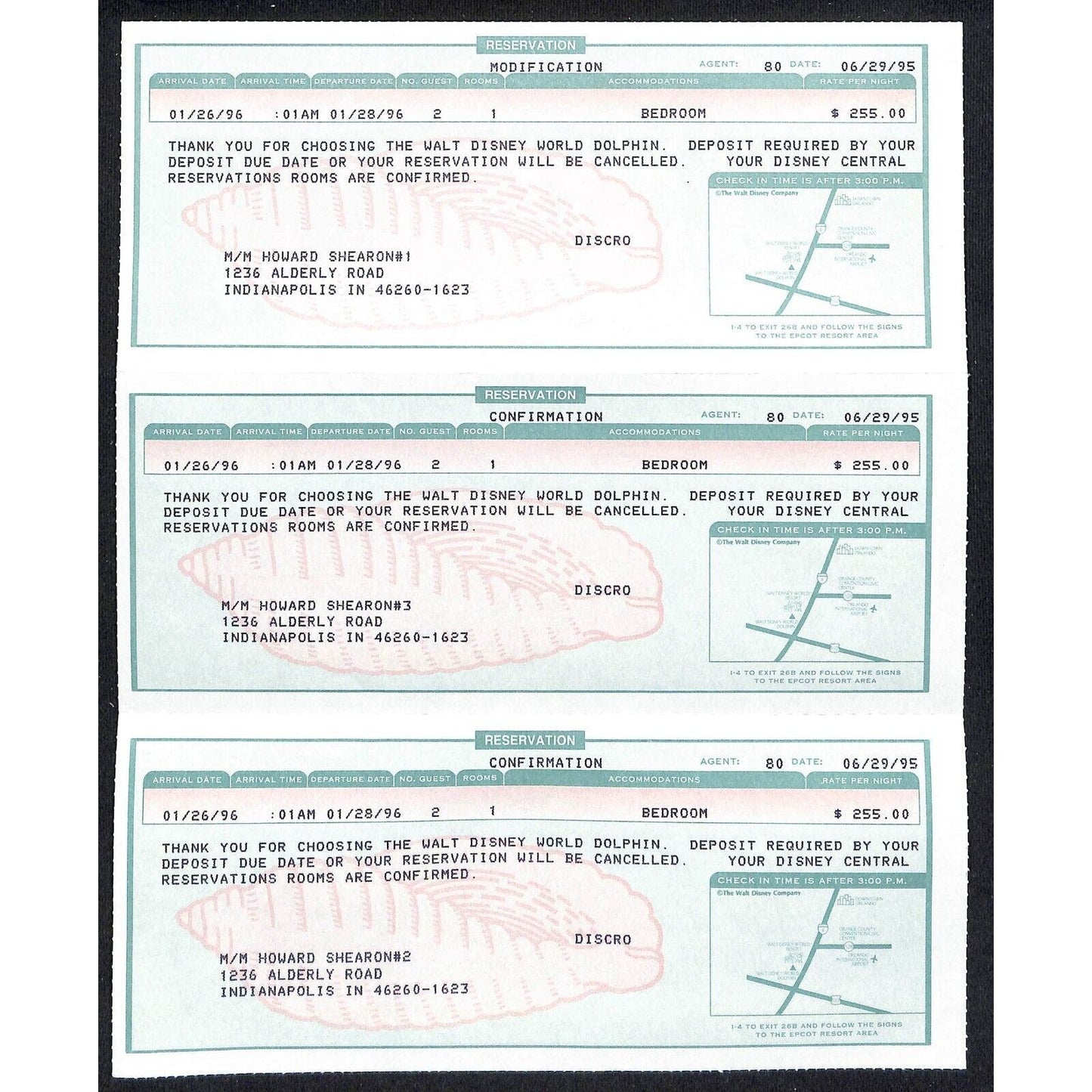 Group of Disney World Dolphin Reservation Modification Notices + Pass VGC