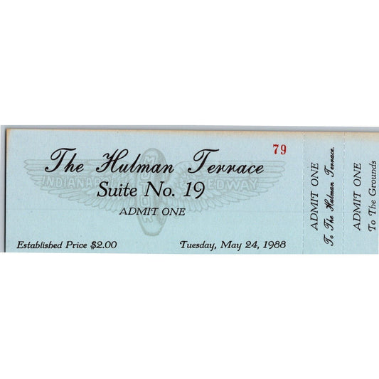 1988 Indy 500 The Hulman Terrace Unused Ticket Indianapolis IMS #79