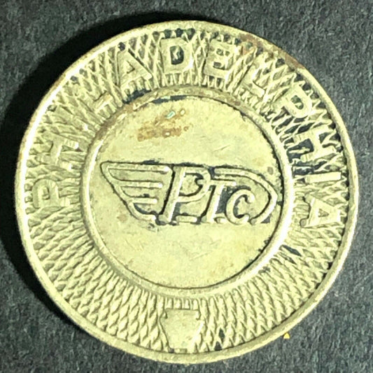 Brass G/F One Fare Transit Token Philadelphia Transportation Co. PTC 16mm (1866)