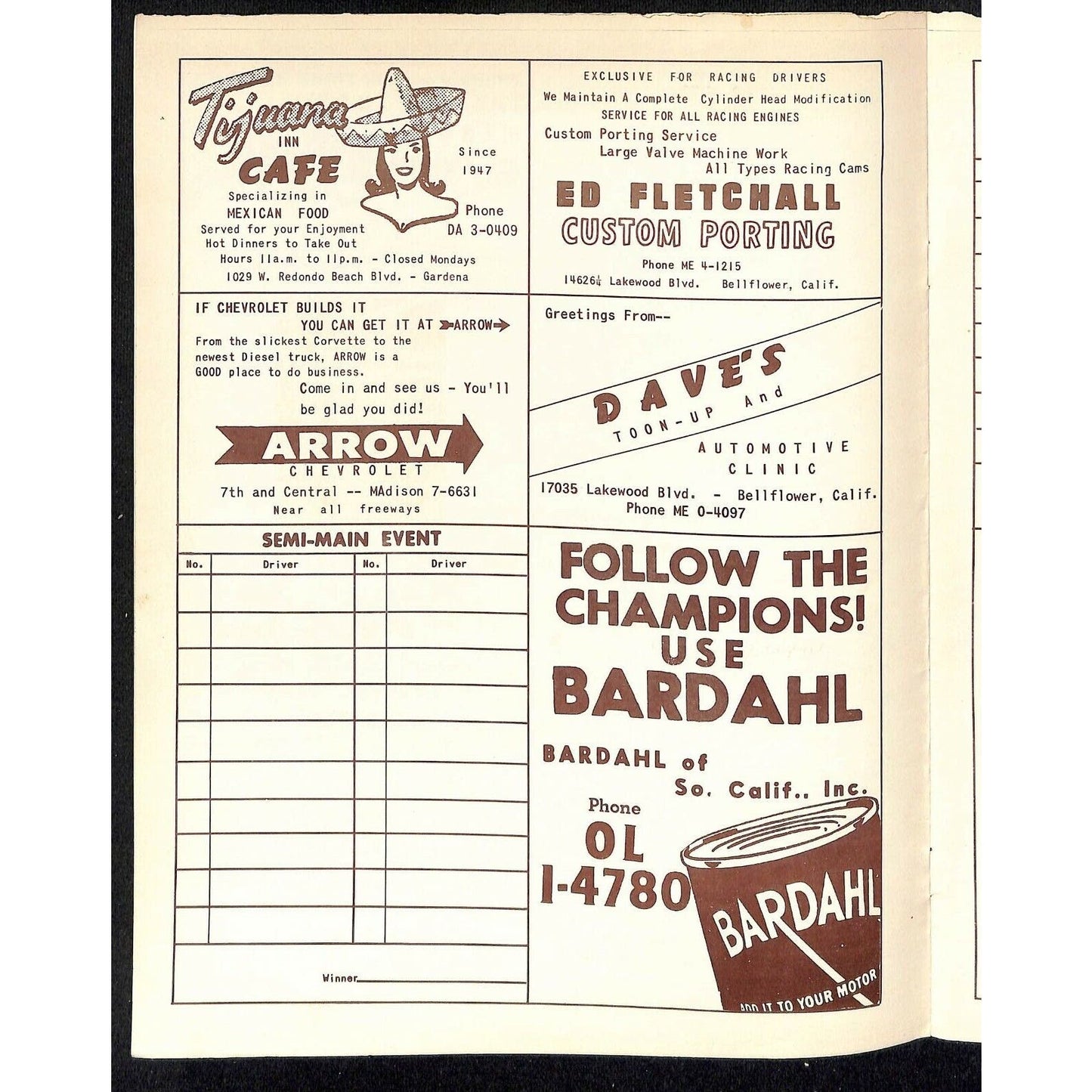 Scarce May 5 1962 CRA Champion Auto Racing Program Ascot Park Gardena Cantrell
