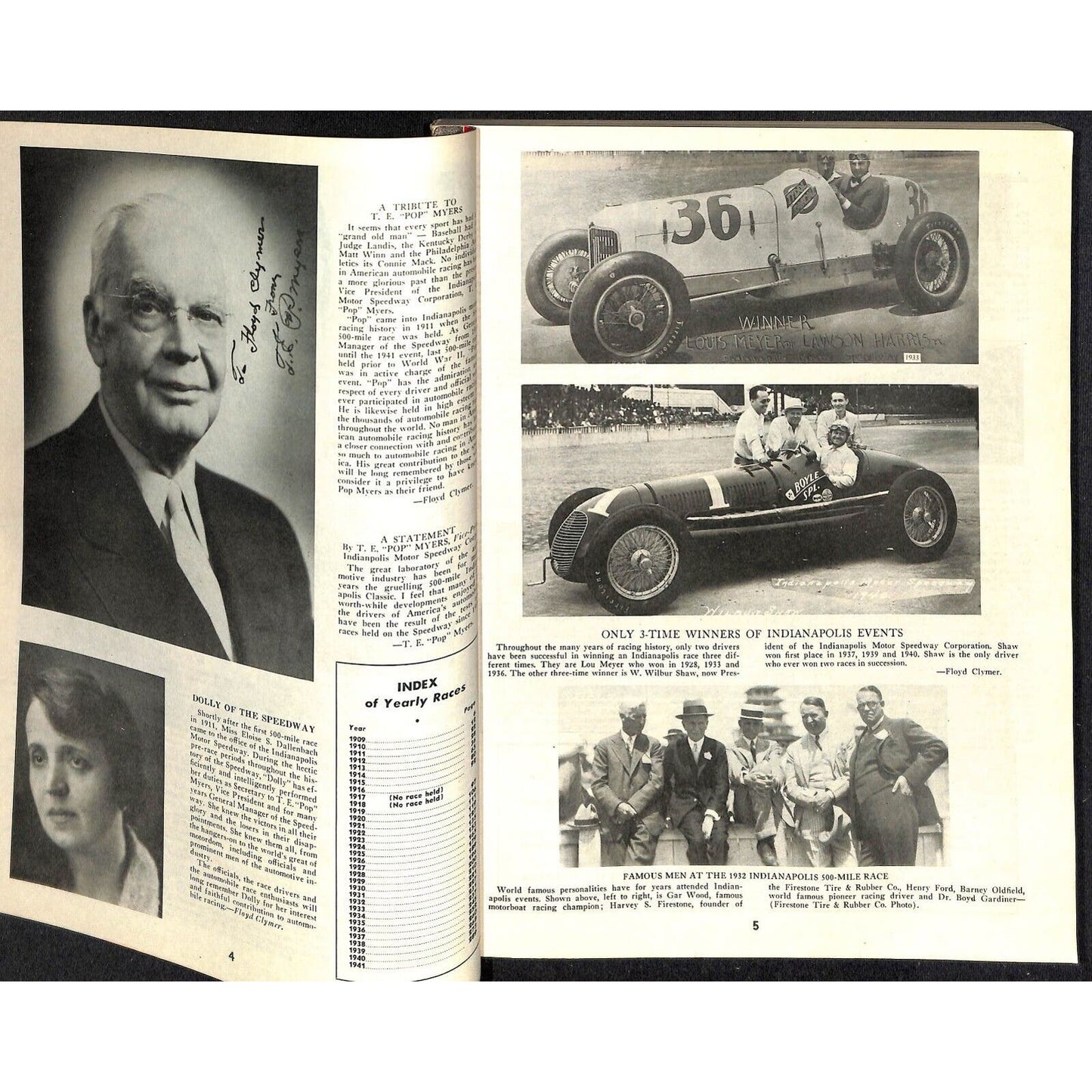 1946 Indy 500 Floyd Clymer's Indianapolis 1909-1941 Race History IMS 320pp. VGC