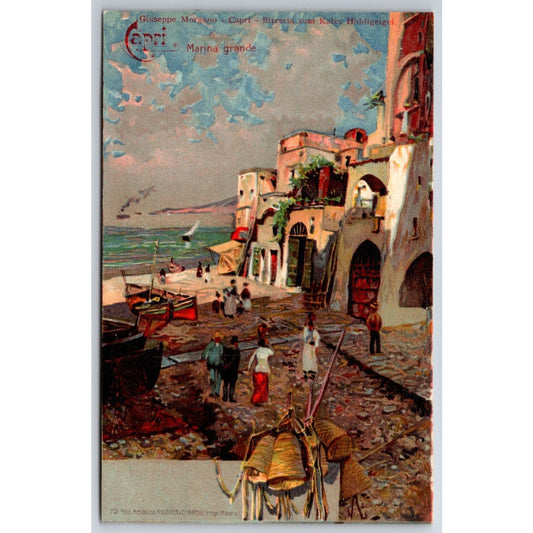 Italian Postcard Capri "Marina Grande" w/ Busy Beach / Shore Scene c1901-1907