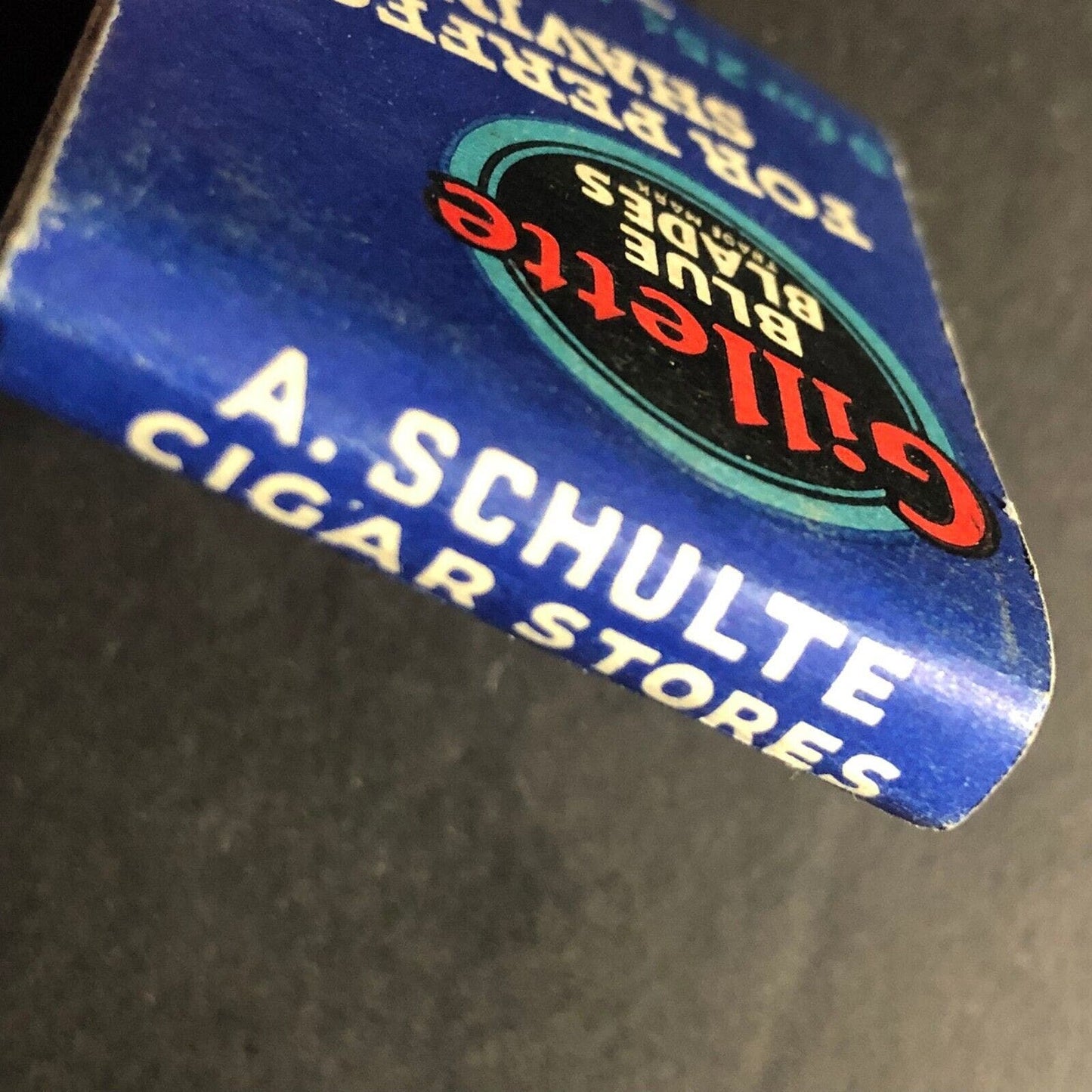 Gillette Blue Blades / Schulte Cigar Store Full Matchbook c1930's 20-Strike VGC