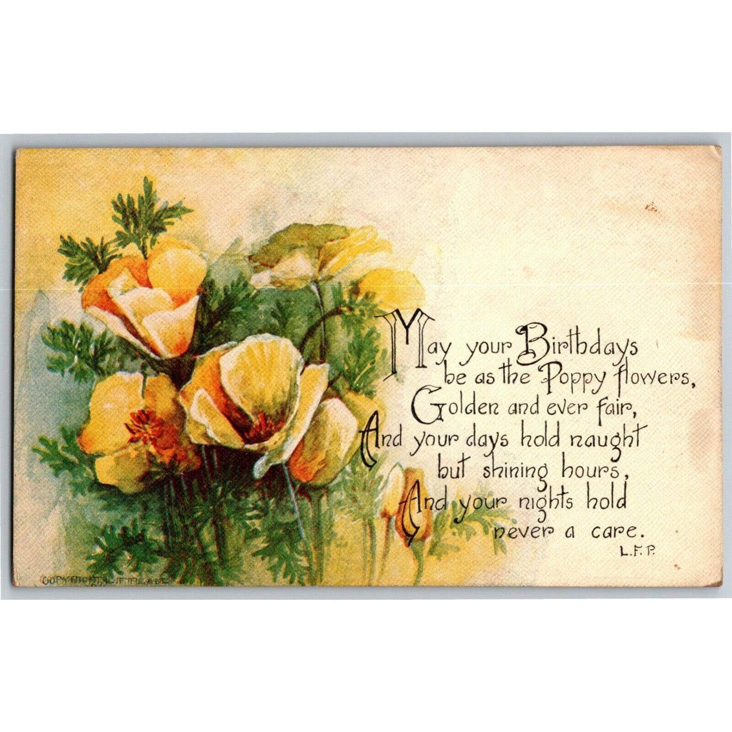 c1920's "May Your Birthdays.." L.F.P. Poem Floral - Vintage Postcard