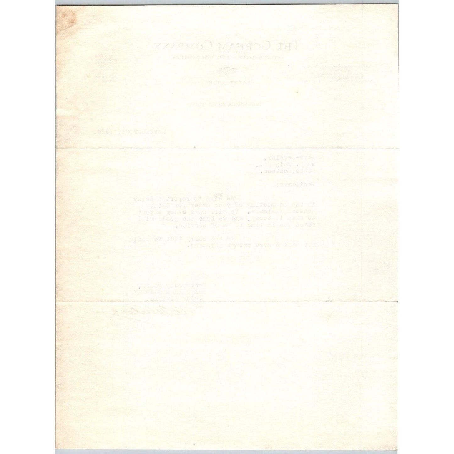 Gorham Company Silver to "Leys" Jewelers Butte, MT 1924 Dunstan Delivery Delay