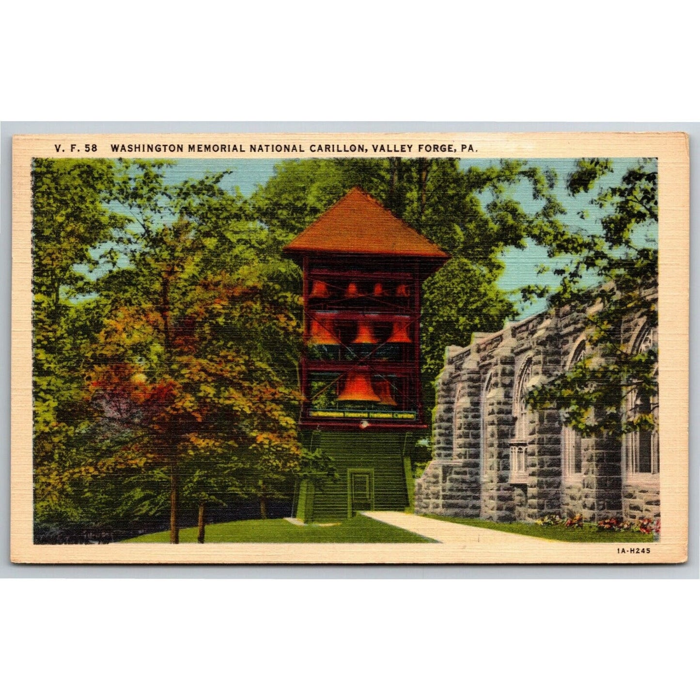Vintage Linen Postcard Washington Memorial National Carillon, Valley Forge, PA
