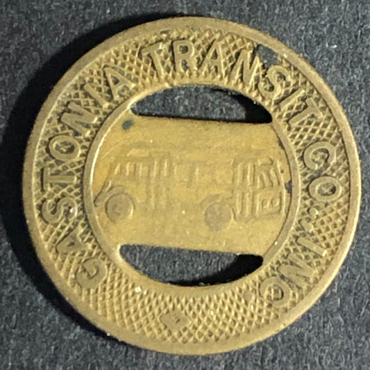 Gastonia Transit Co. (NC) Brass G/F One Fare Transit Bus Token 16mm