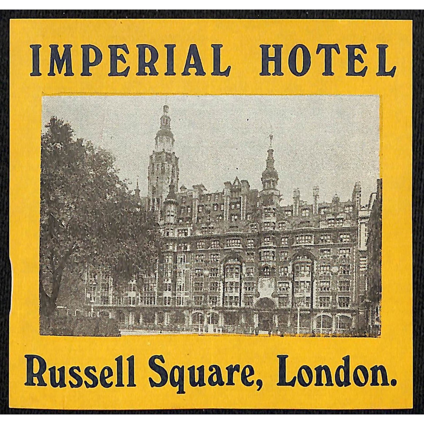 Imperial Hotel Russell Square, London Paper Luggage Label Vintage NOS VGC