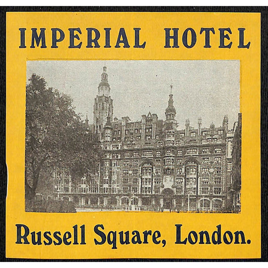Imperial Hotel Russell Square, London Paper Luggage Label Vintage NOS VGC