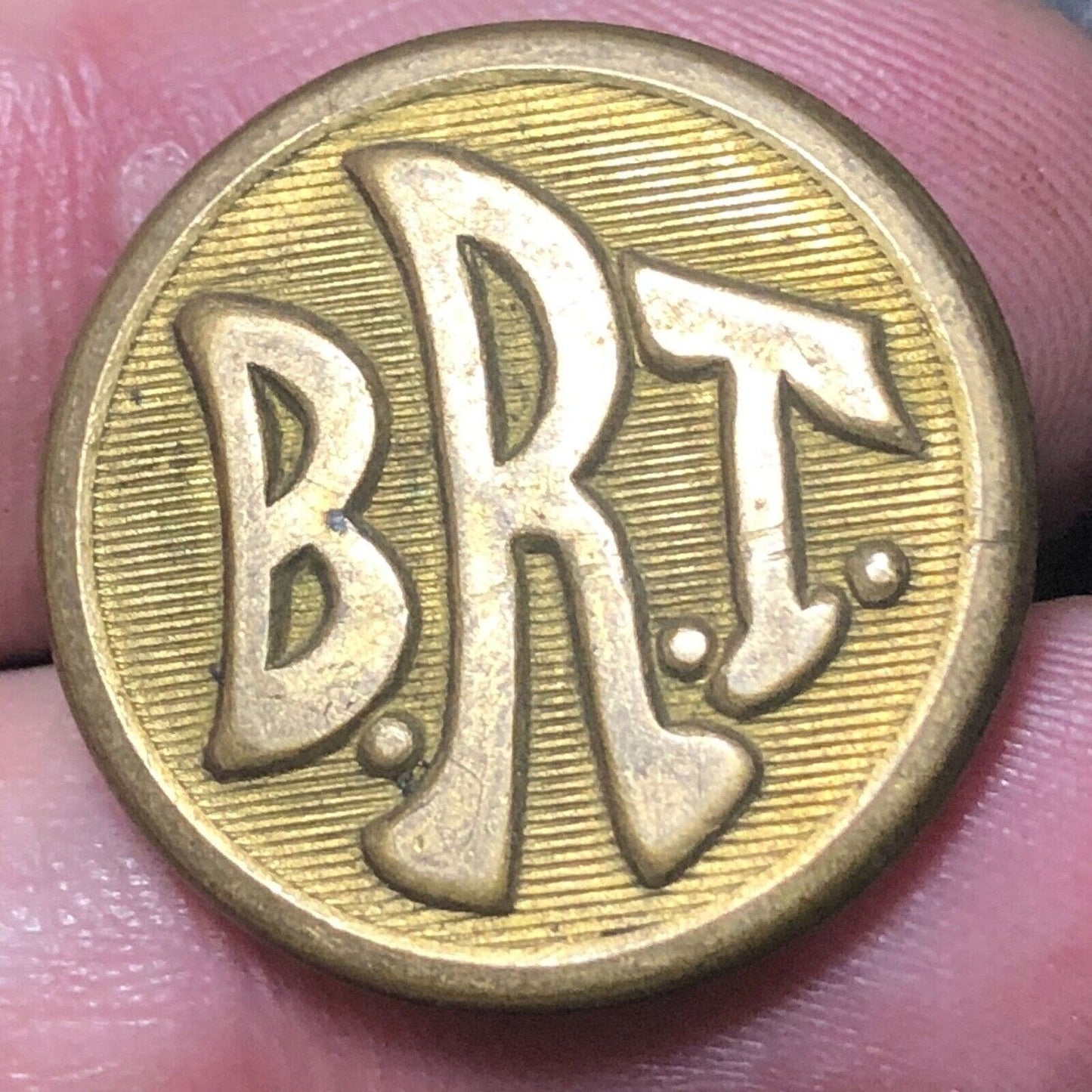 Brooklyn Rapid Transit Company (BRT) Brass Uniform Button 3/4" Kenyon Scarce