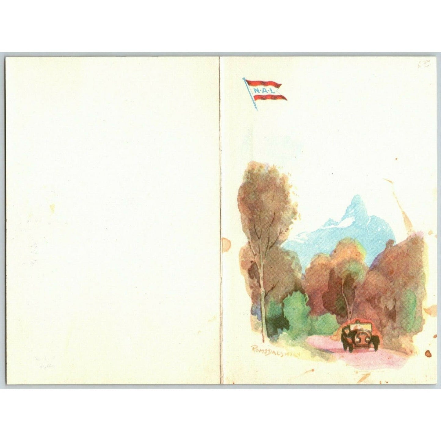 1957 Norwegian America Line SS Oslofjord Ocean Liner Single Sheet Breakfast Menu