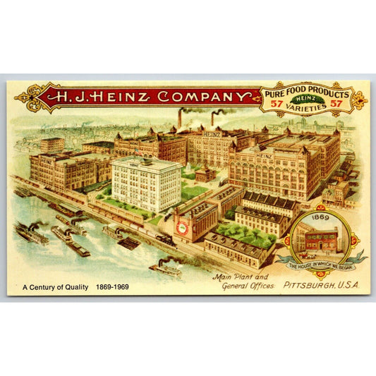 Heinz "Main Offices and General Plant" Advertising Postcard UP c1969 Reprint