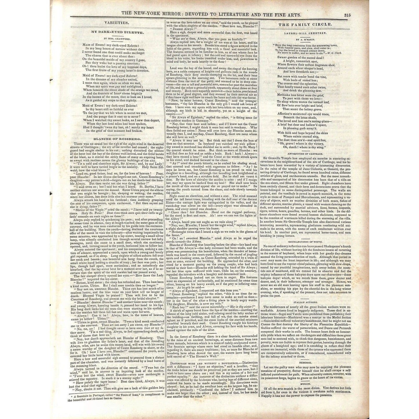 New-York Mirror Weekly Literature Fine Arts Newspaper 3/30/1839 Forfarshire Sunk