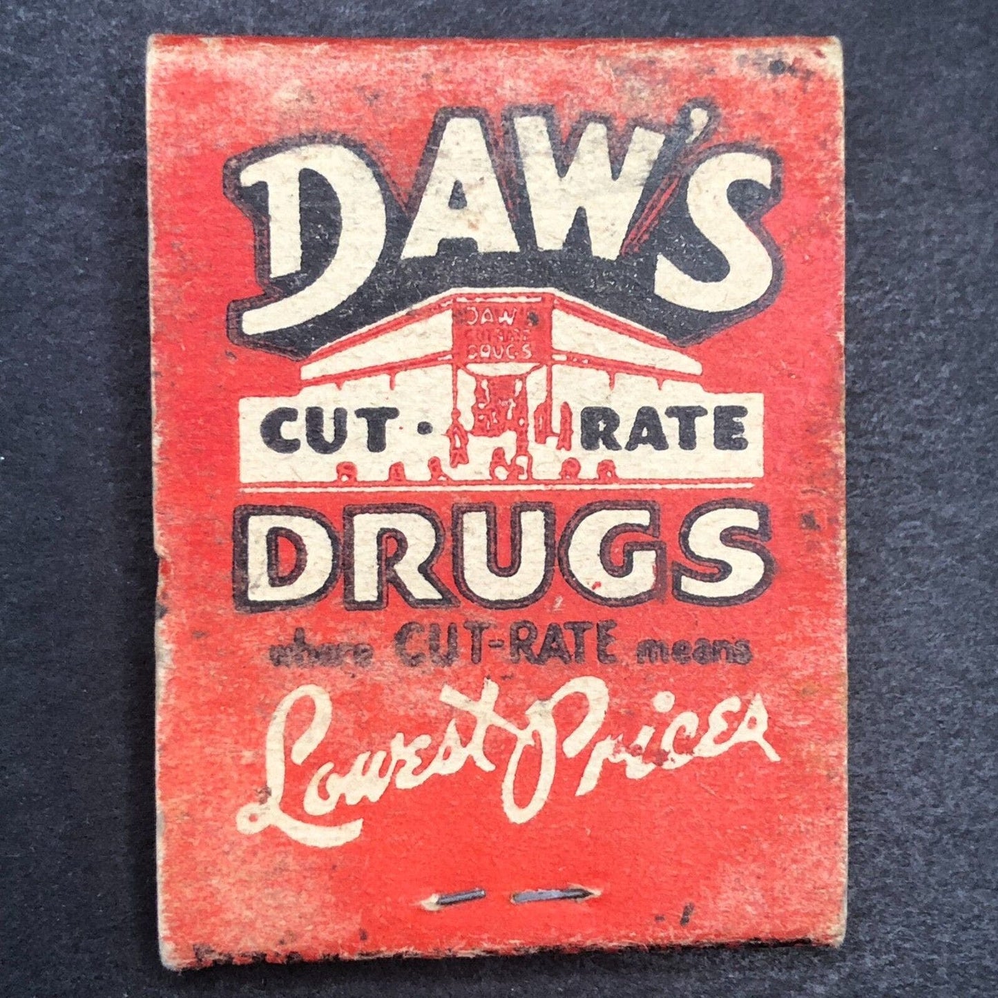 Daw's Cut-Rate Drugs (Rochester NY) Half Full (-8) Matchbook c1940's-50's Scarce